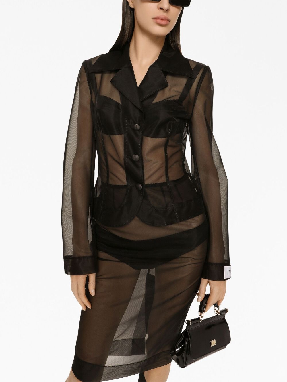 x Kim sheer single-breasted blazer - 5
