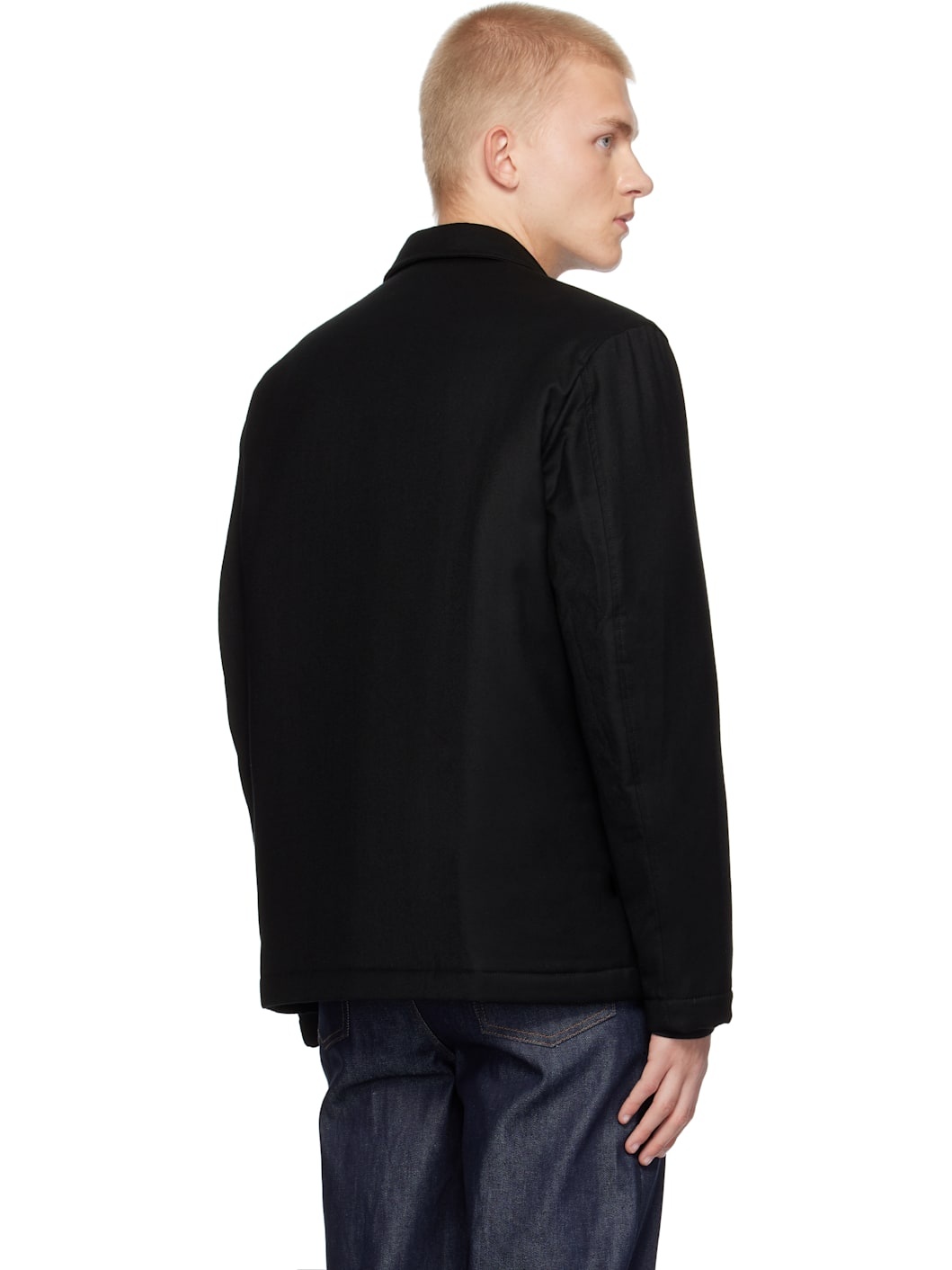 Black Insulated Wool Jacket - 3