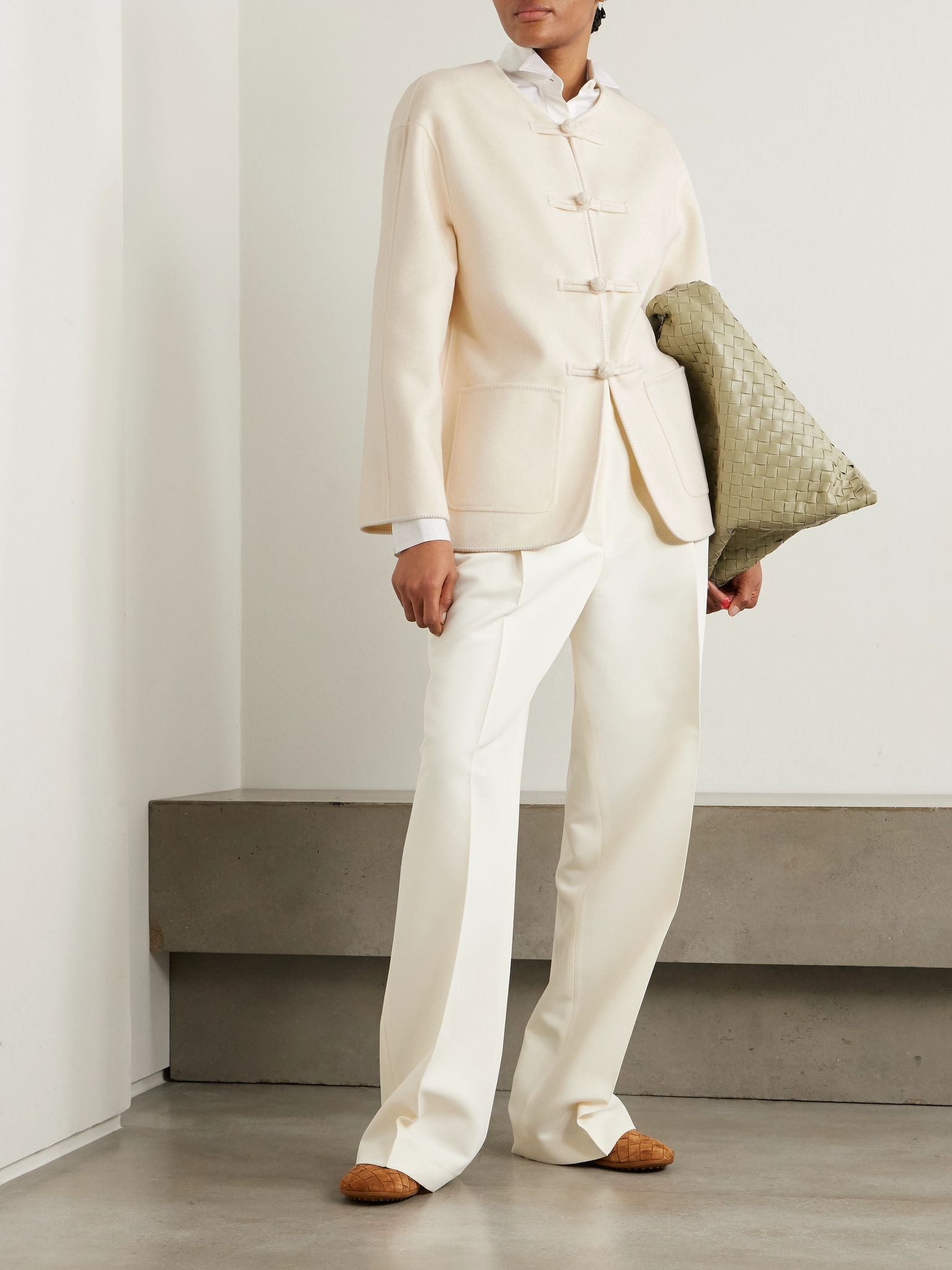 Embroidered wool jacket Off-white - 2