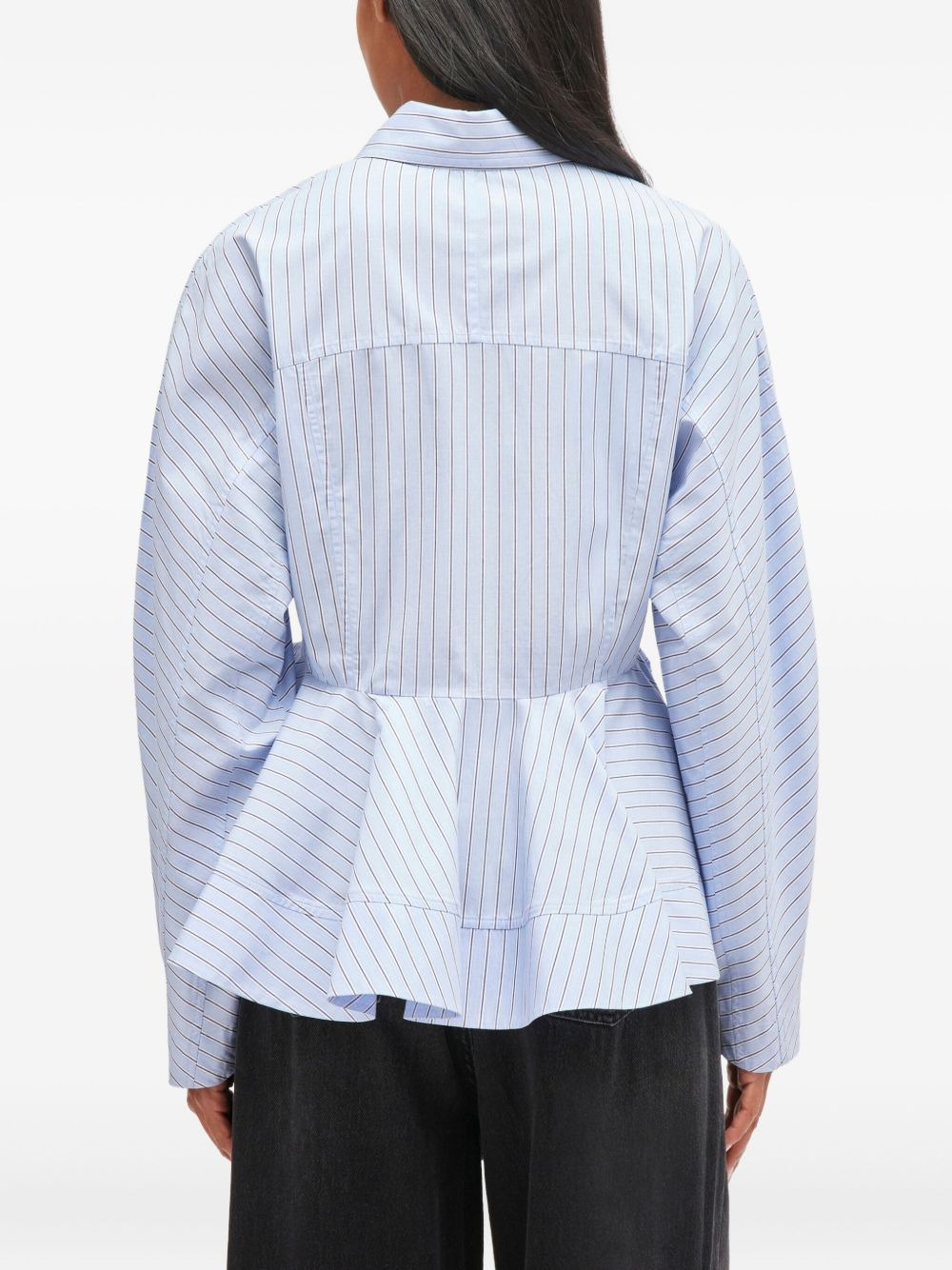 stripe peplum cotton shirt - 4