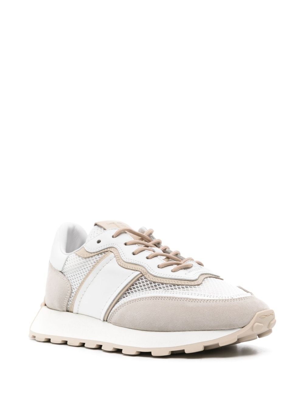 panelled leather sneakers - 2