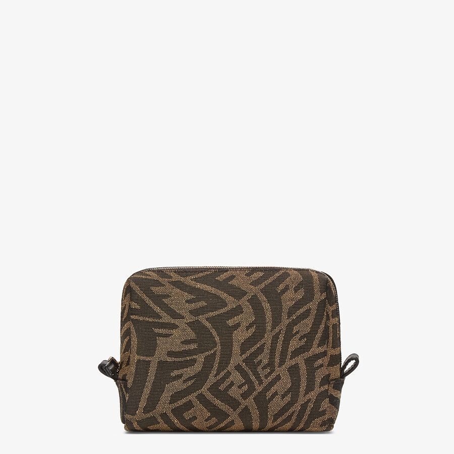 Brown fabric toiletry case - 1