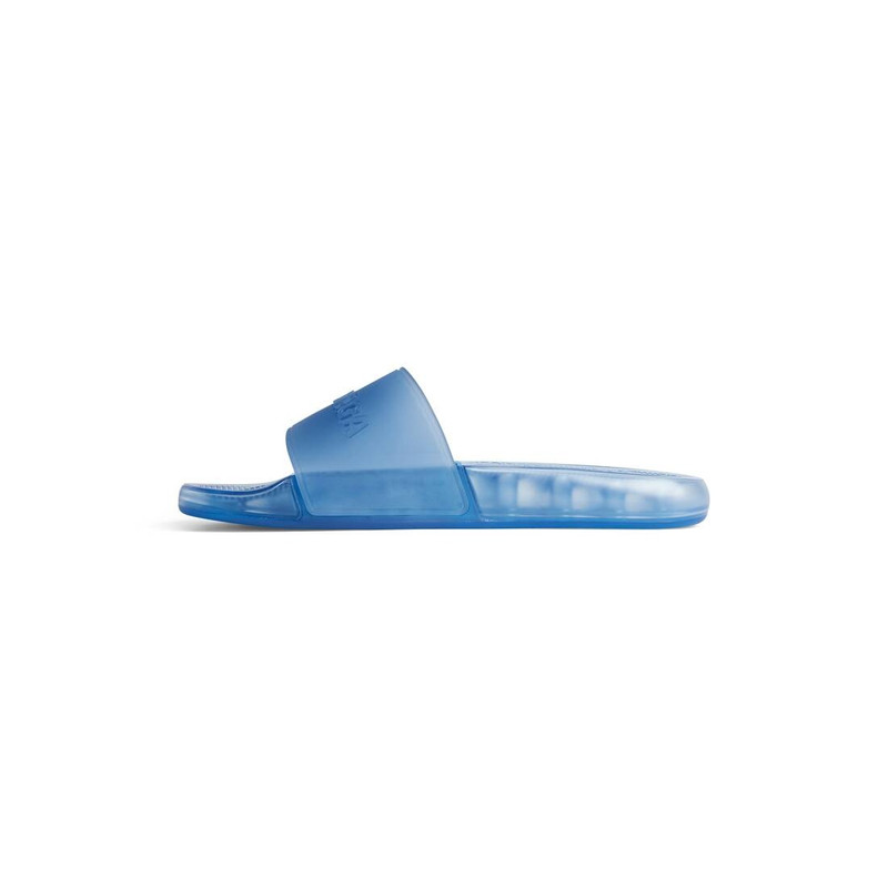BALENCIAGA Men's Pool Transparent Slide Sandal  in Blue outlook