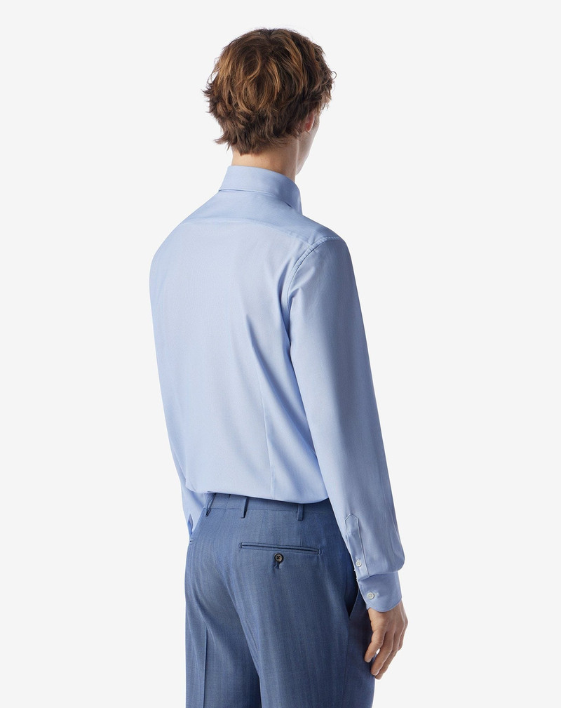 Bi-elastic fabric shirt with white/light blue micro pattern 3