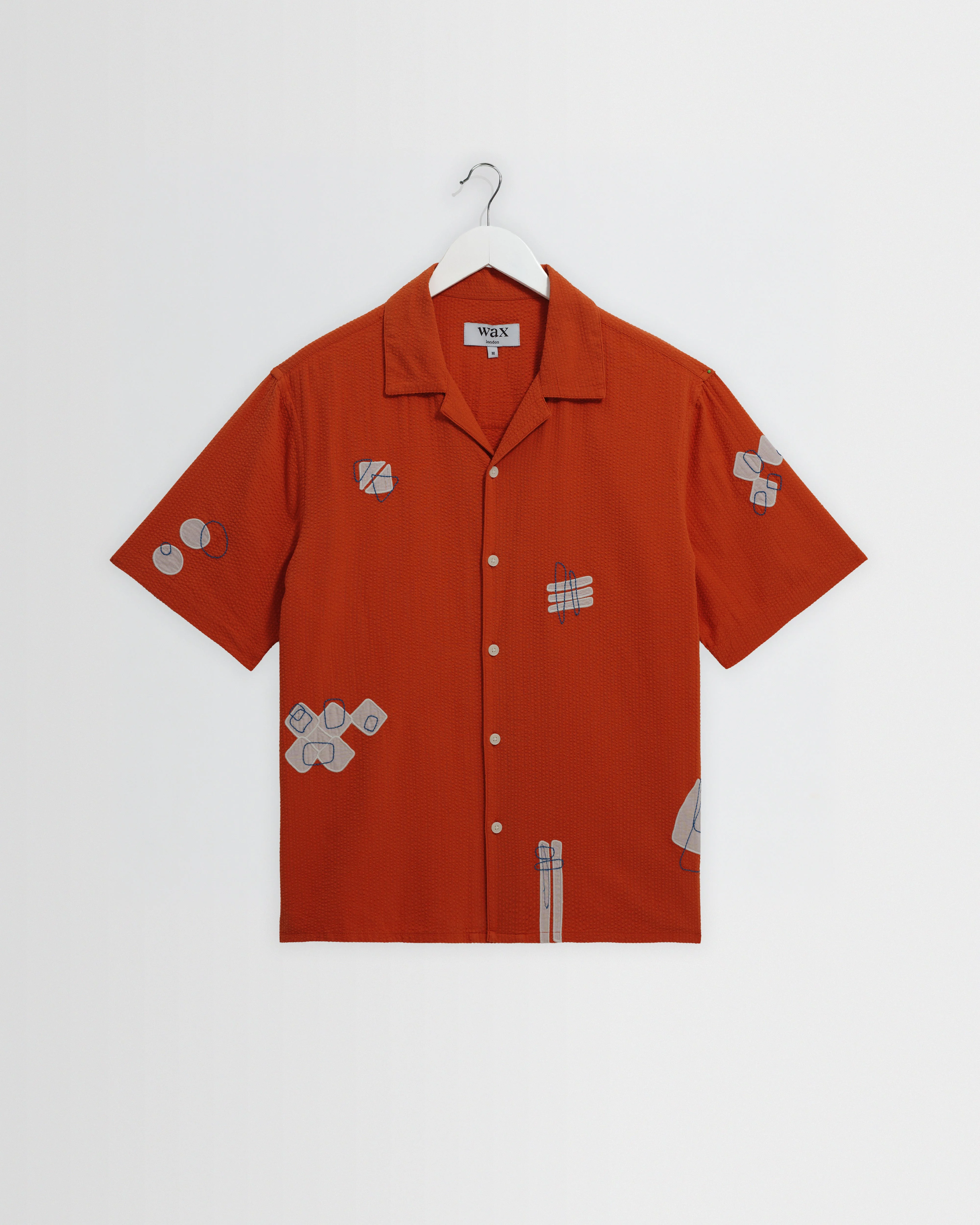 Didcot - Terracotta And Ecru Scribble Applique Short-Sleeve Shirt - 1