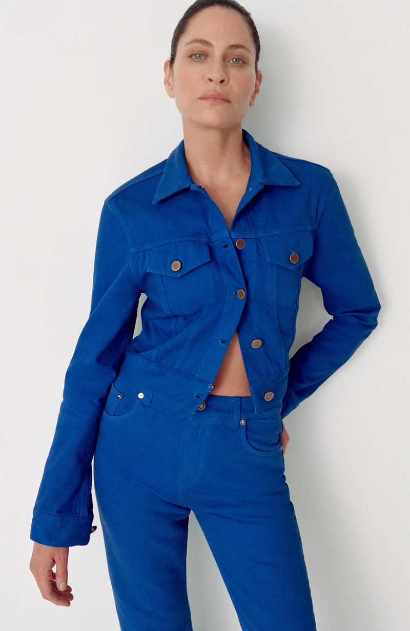 GABRIELA HEARST Ezra Bootcut Cropped Jean in Cobalt Recycled Cotton Denim outlook