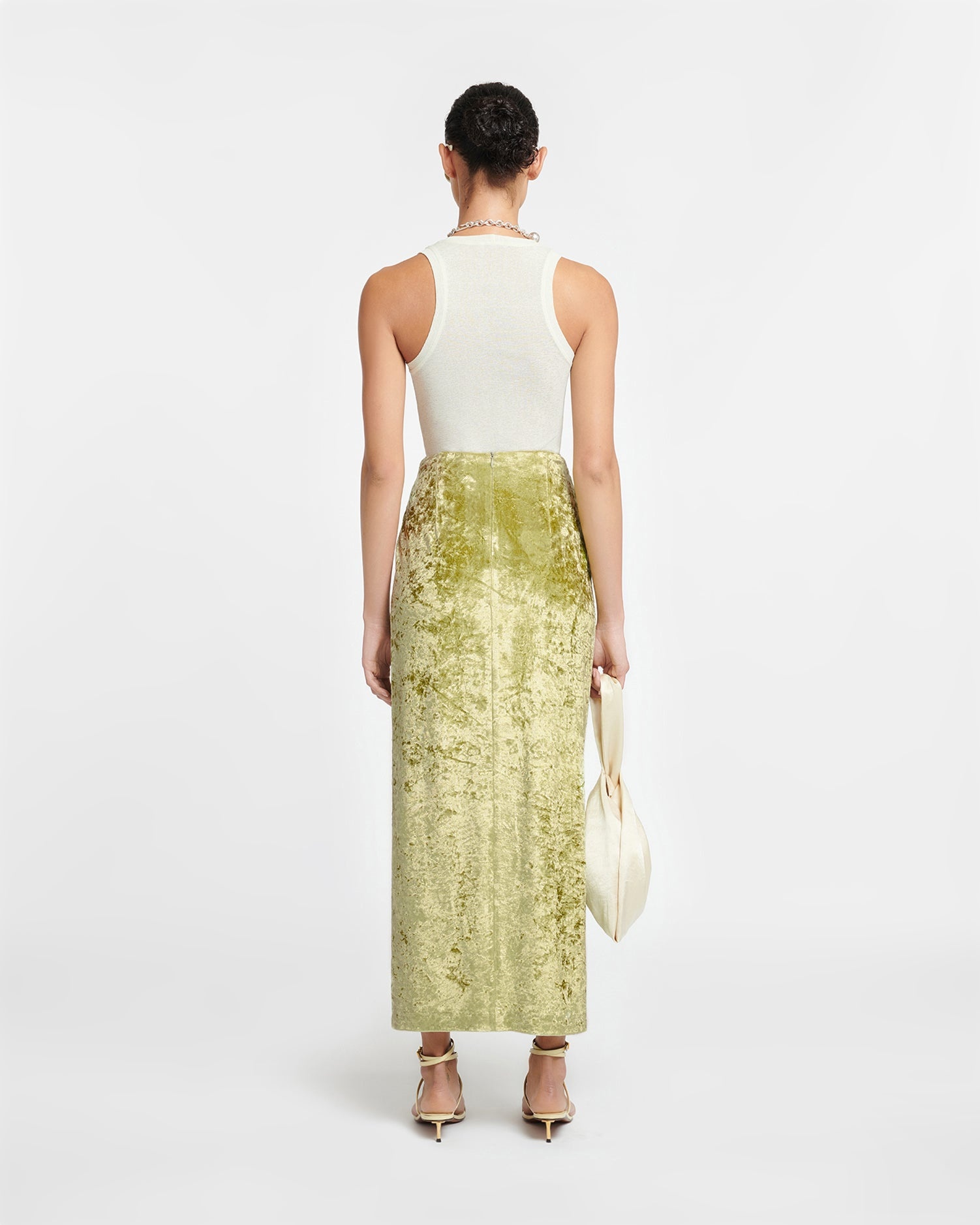 Twist-Front Crushed Velvet Skirt - 4