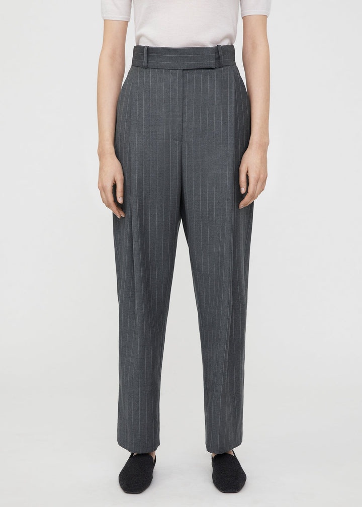 Deep pleat wool trousers grey pinstripe - 3