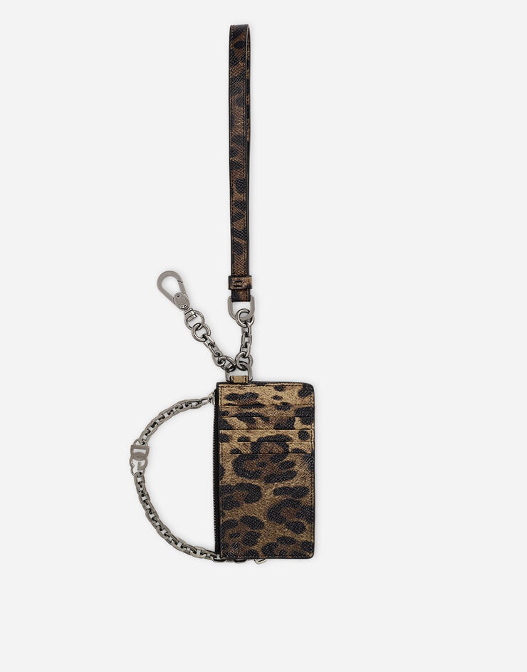Dauphine calfskin card holder with leopard print - 2