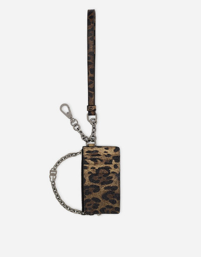 Dolce & Gabbana Dauphine calfskin card holder with leopard print outlook