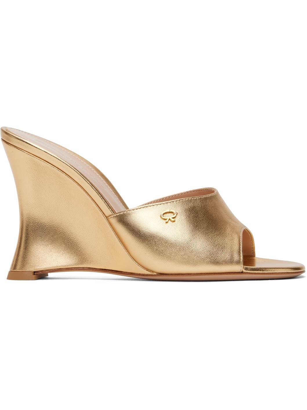 Gold Nappa Silk Heeled Sandals - 1