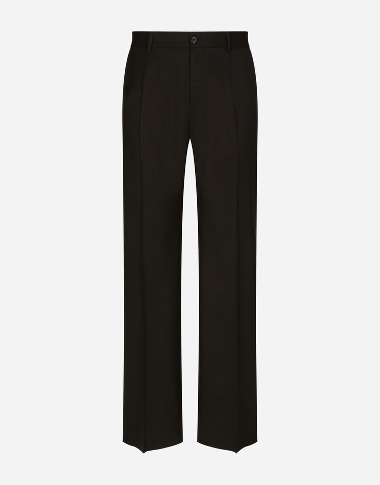Stretch wool twill pants with wide leg - 1