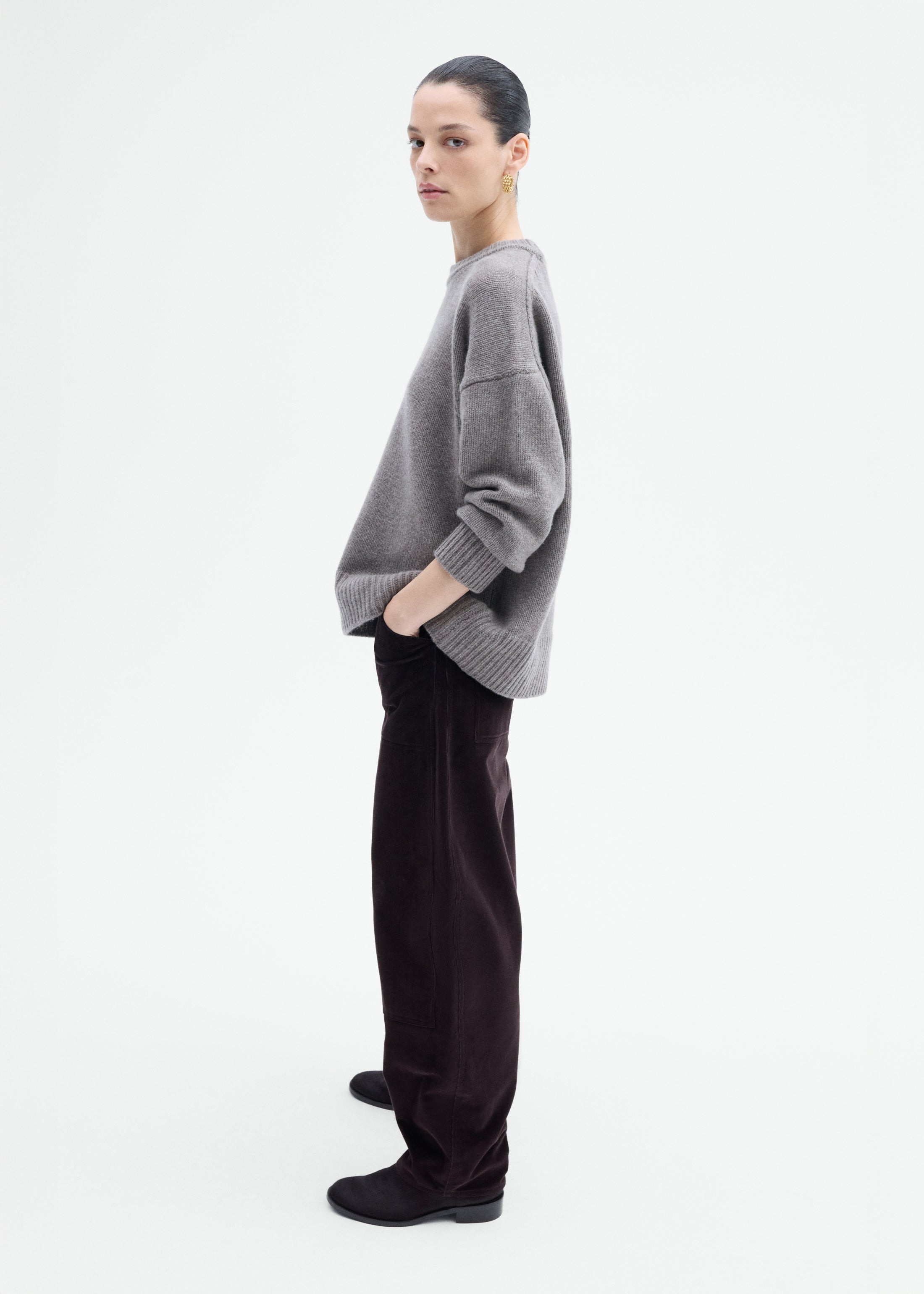Boyfriend Crew Sweater in Wool Cashmere - 4