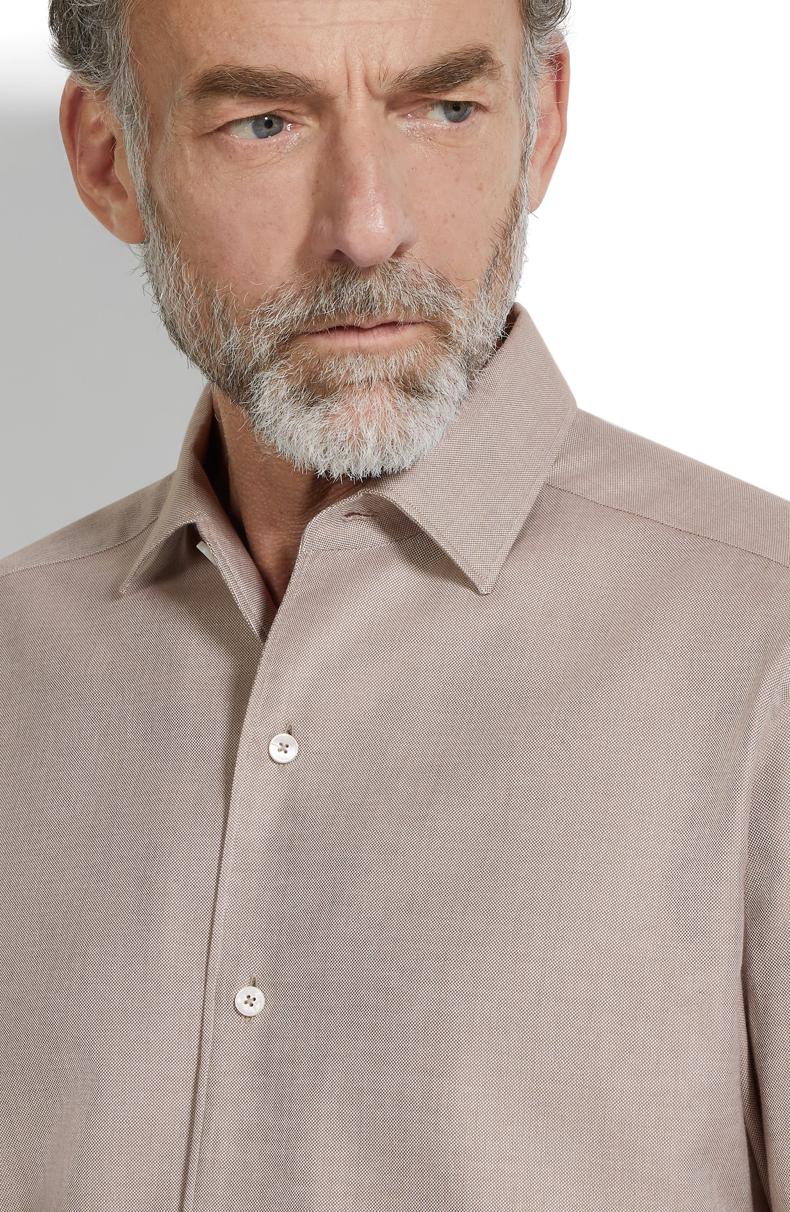 ZEGNA Cashco Cotton & Cashmere Oxford Button-Up Shirt in Light Taupe at Nordstrom - 3