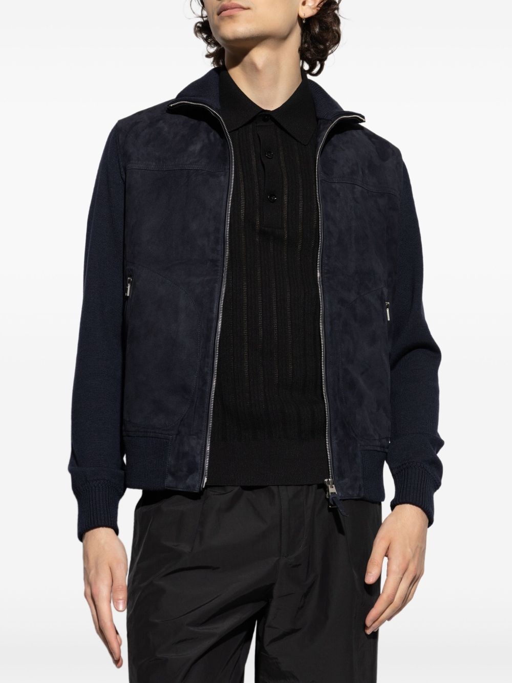 zip-front padded bomber jacket - 3