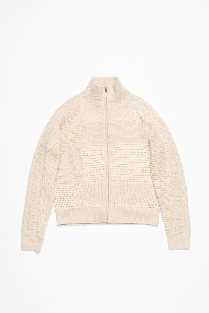 Patchwork knit cardigan - Oatmeal melange 1