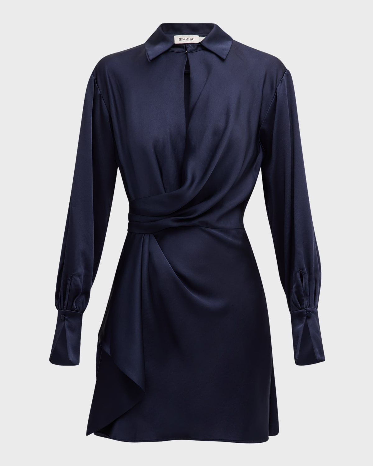 Talit Draped-Front Mini Shirtdress - 1