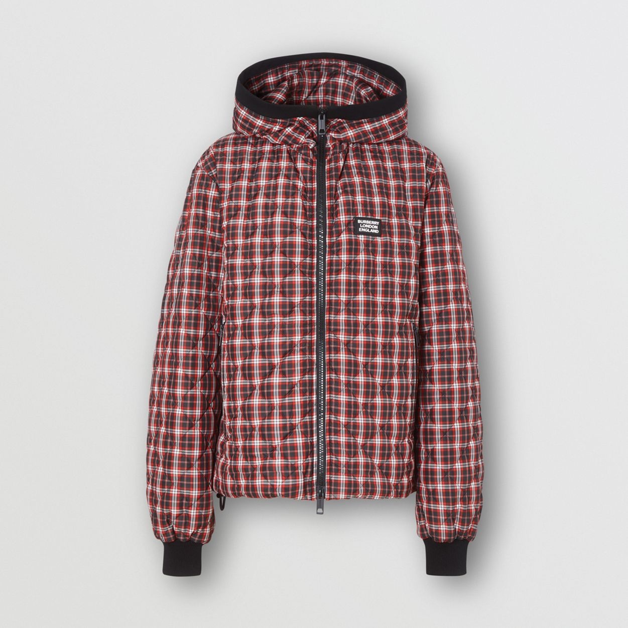 Diamond Quilted Check Hooded Jacket - 1