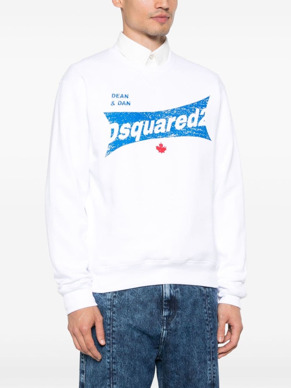 logo-print cotton sweatshirt - 3