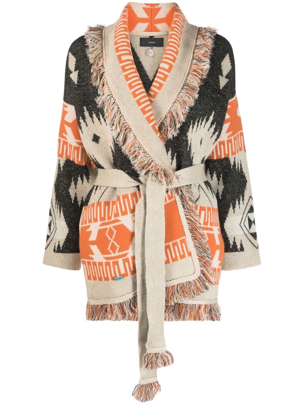 jacquard-print tie-front cardigan - 1