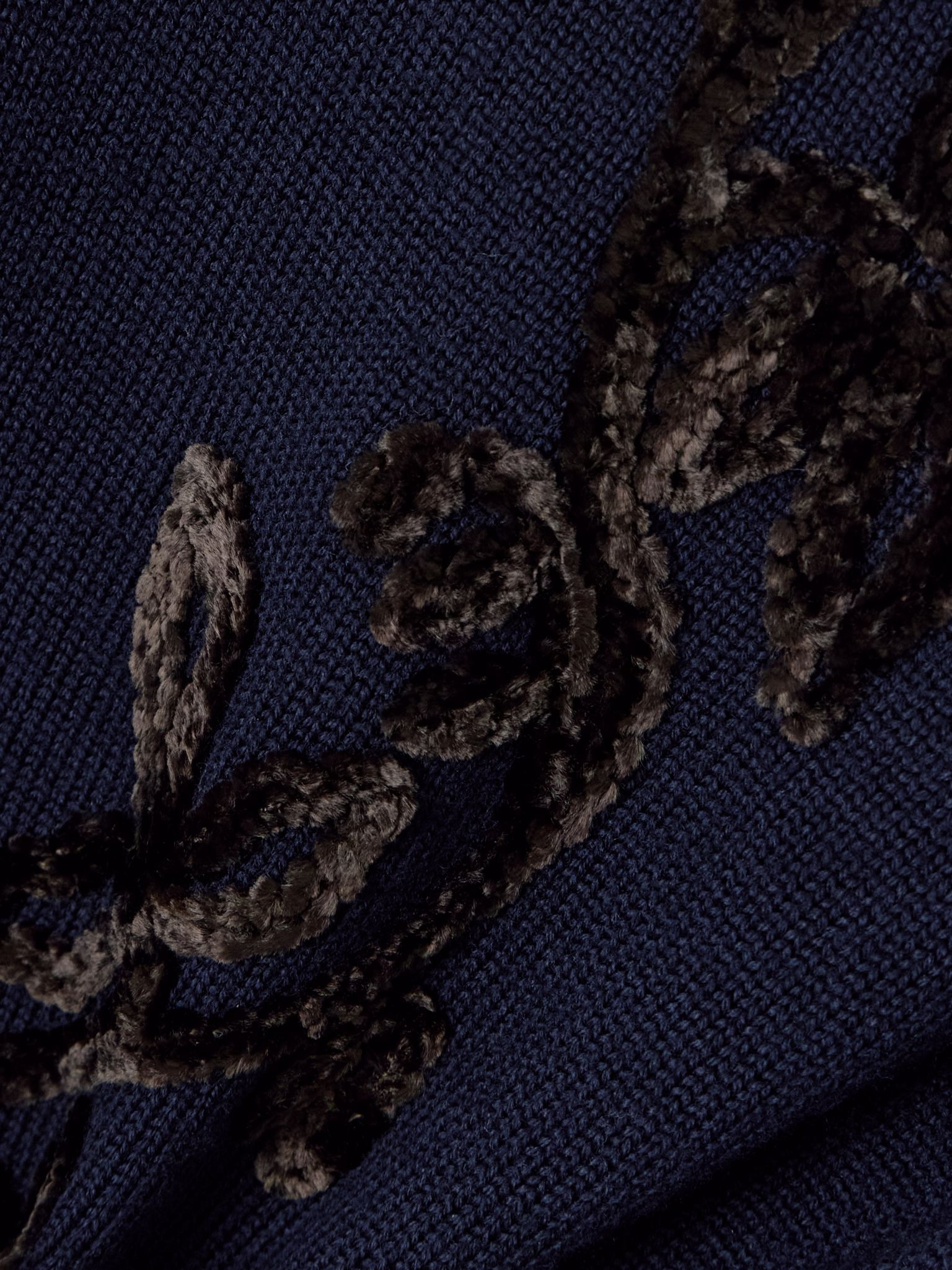 Embroidered merino wool sweater Navy - 4