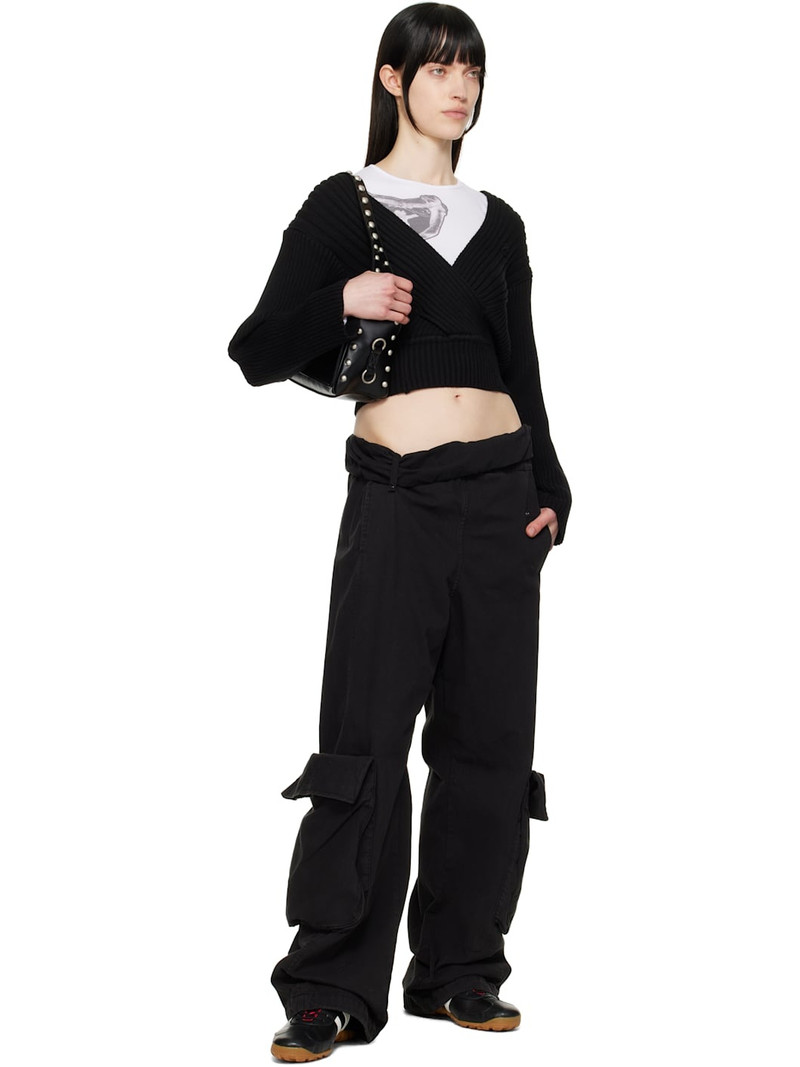 OPEN YY Black Criss Cross Ribbed Pullover Sweater outlook
