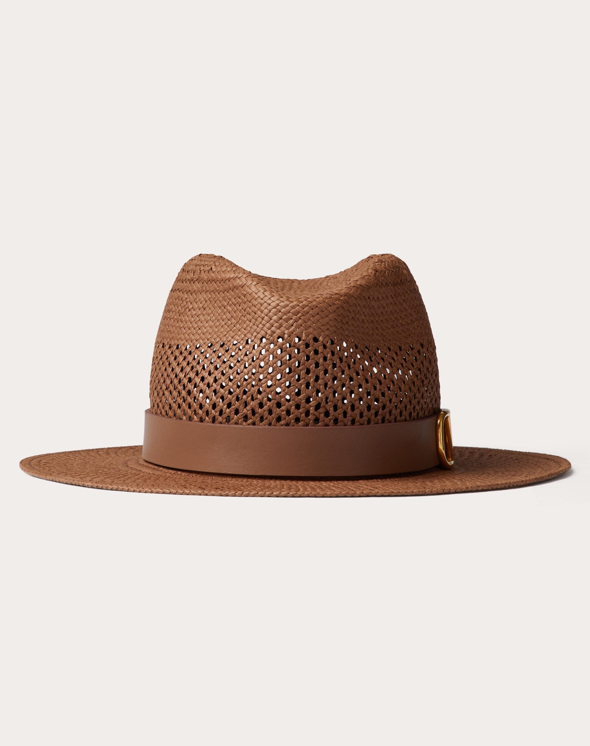 TEXTILE PAPER AND LEATHER VLOGO SIGNATURE FEDORA HAT - 1