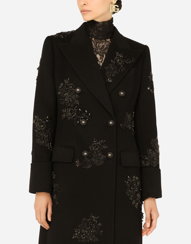 Double-breasted wool coat with embroidery - 4