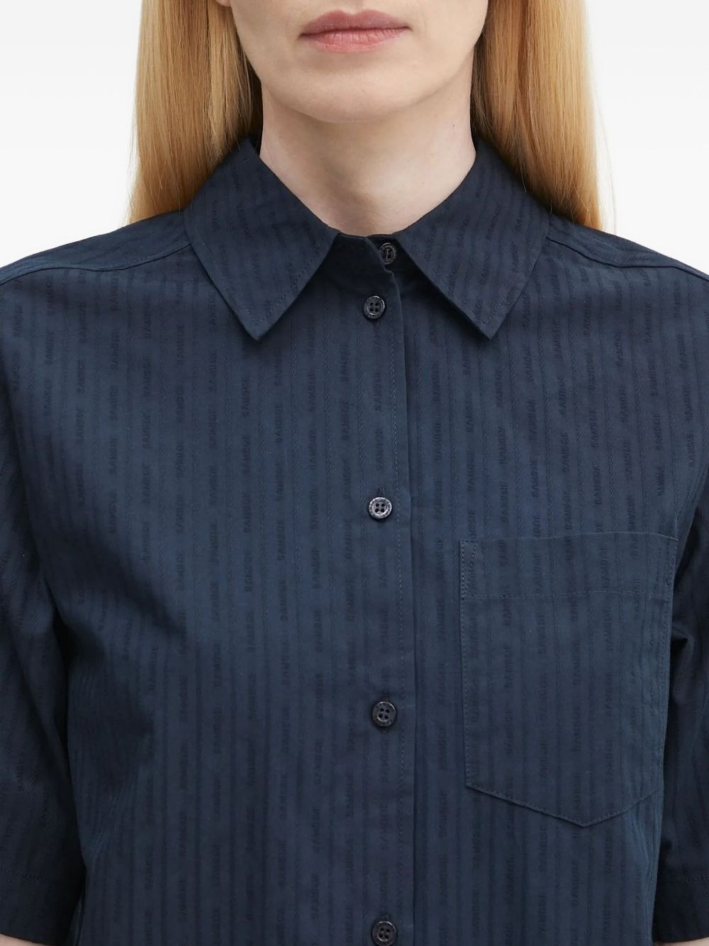 pinstripe short-sleeve shirt dress - 4