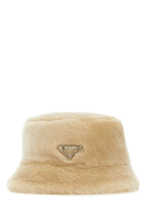 Prada Woman Beige Shearling Hat - 2