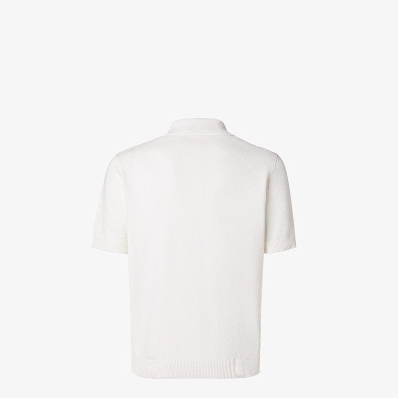 Polo shirt White cotton and viscose tricot polo shirt 2