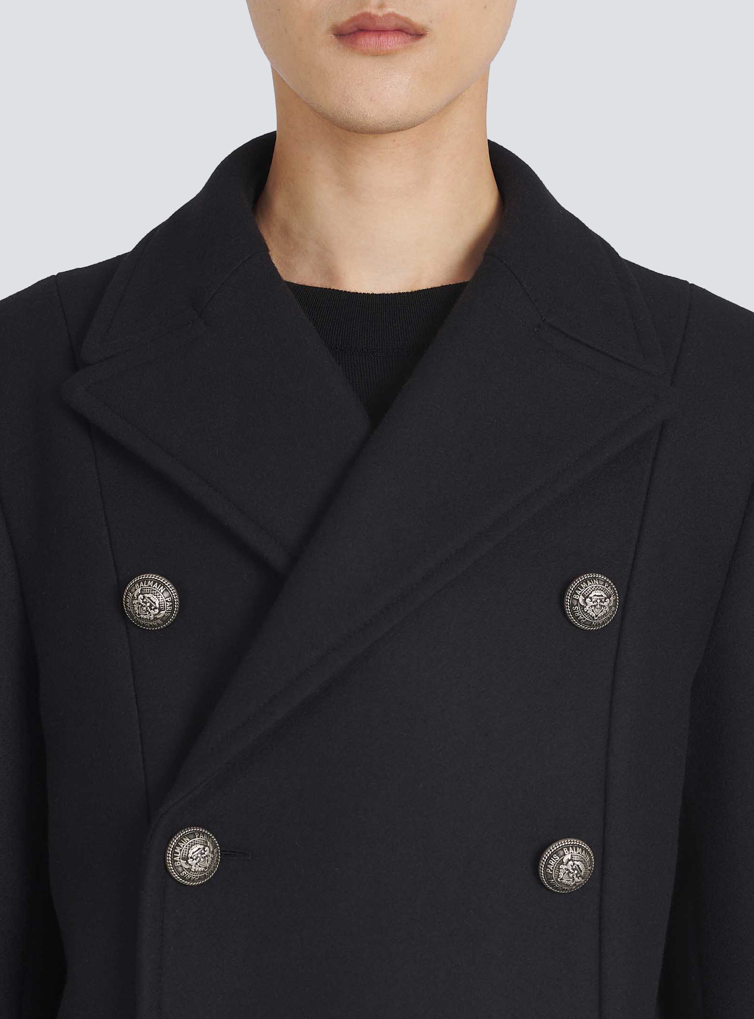 Wool pea coat with double-breasted silver-tone buttoned fastening - 2