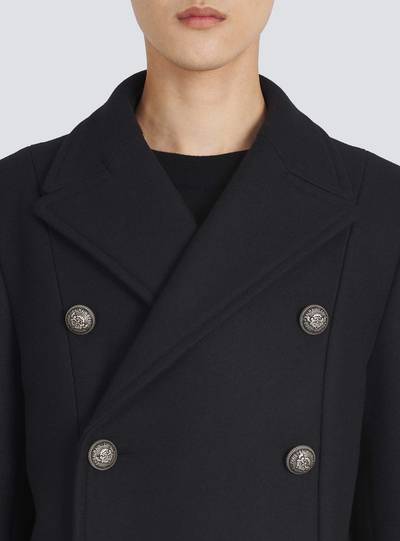 Balmain Wool pea coat with double-breasted silver-tone buttoned fastening outlook