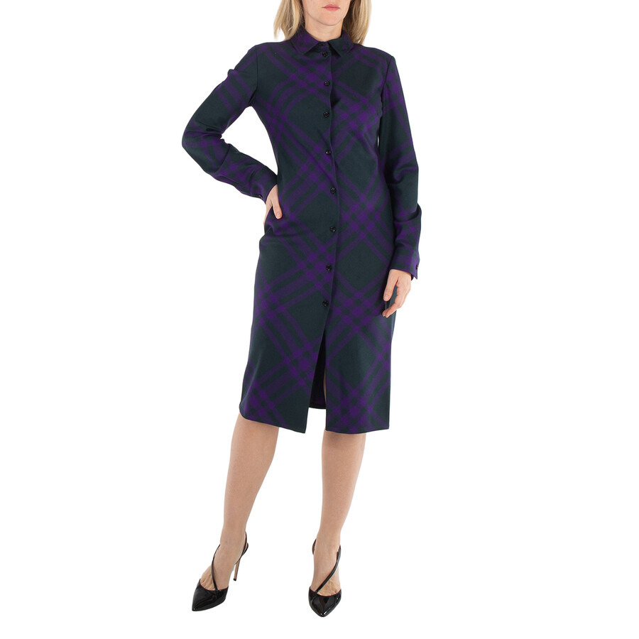 Burberry Long Sleeved Checked Wool Shirt Dress - 3