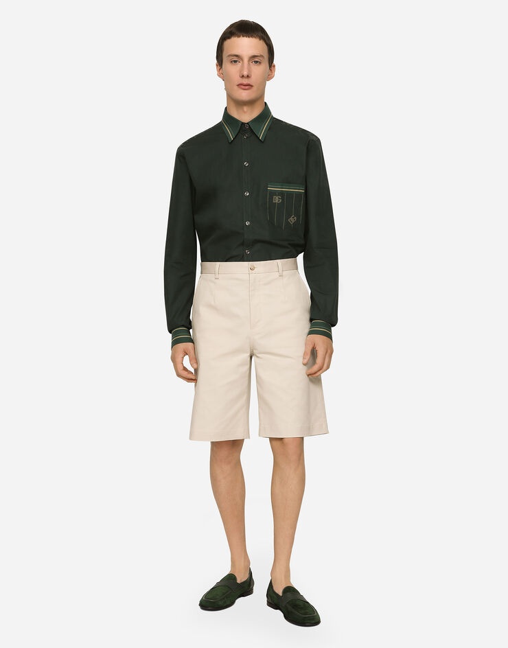 Striped-print cotton Martini-fit shirt with DG logo - 4