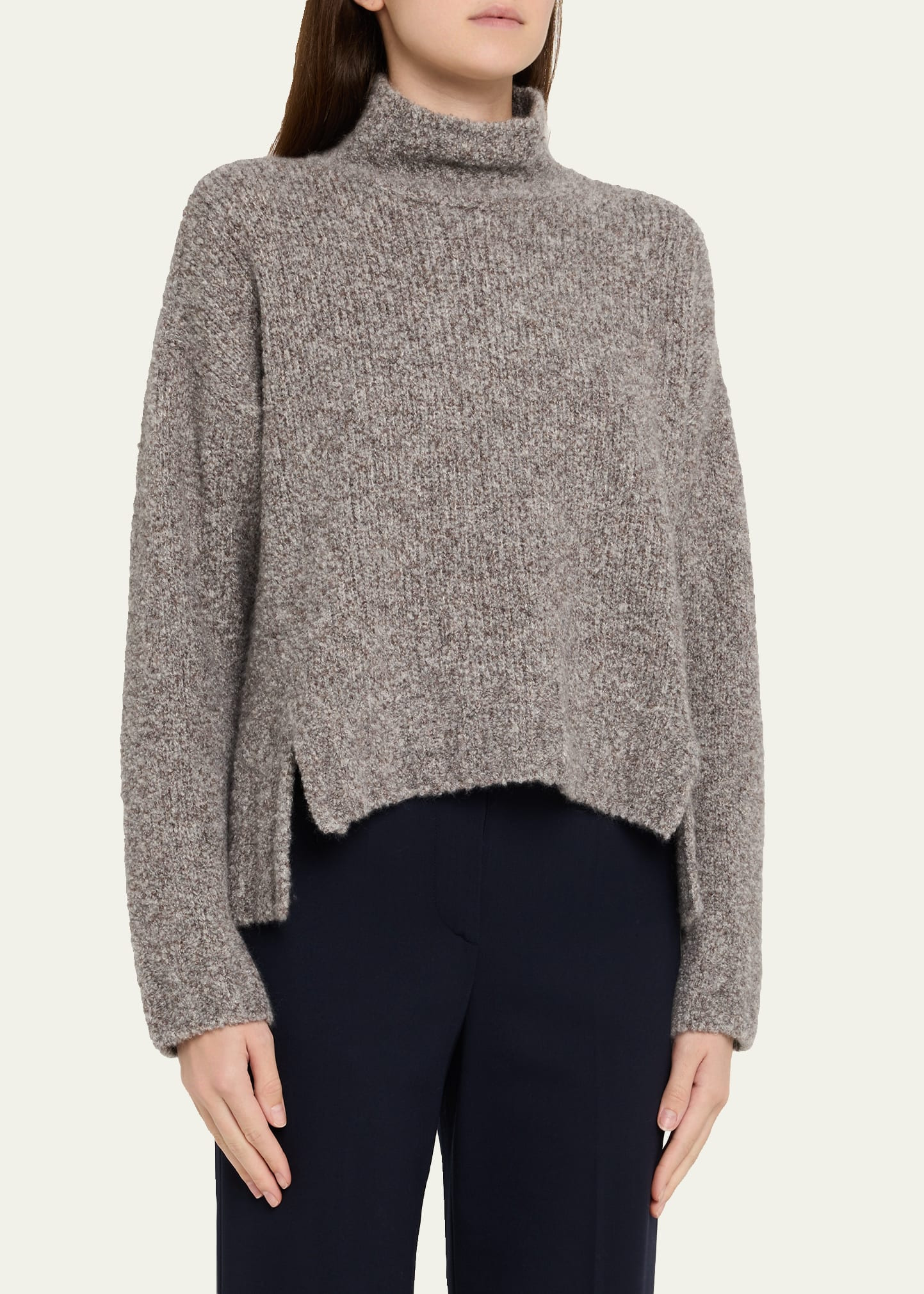 Cashmere-Silk Boucle Turtleneck Sweater - 4