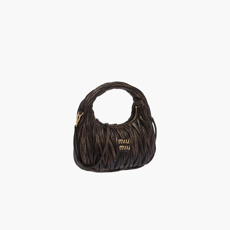 Miu Wander matelassé nappa leather mini hobo bag - 5