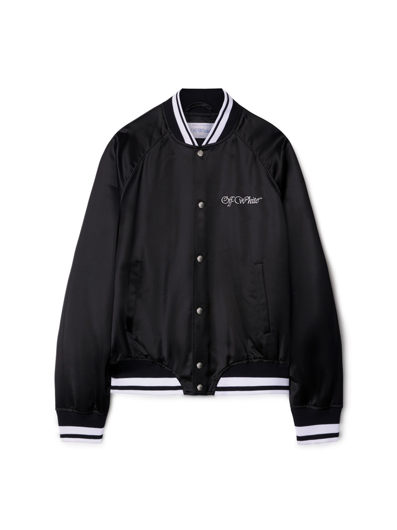 Black College Satin Jacket - 1