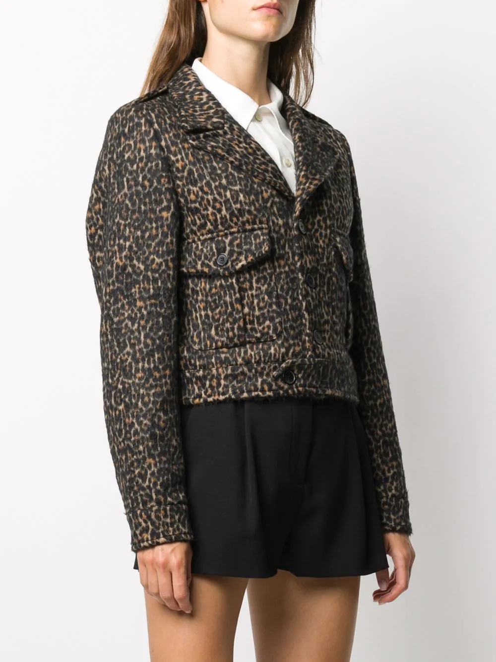 cropped leopard print jacket - 3