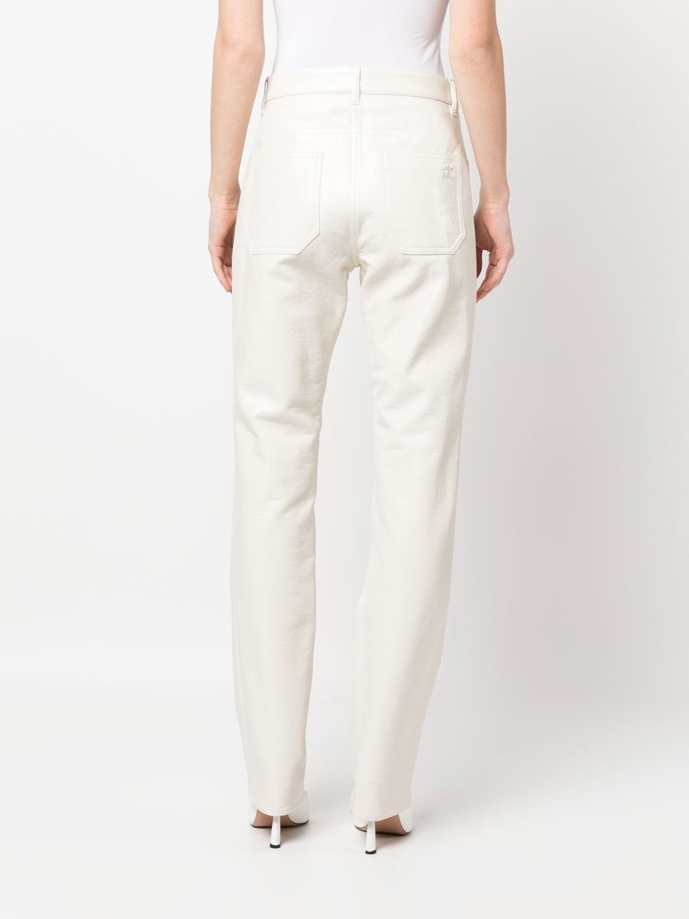straight-leg vinyl trousers - 4