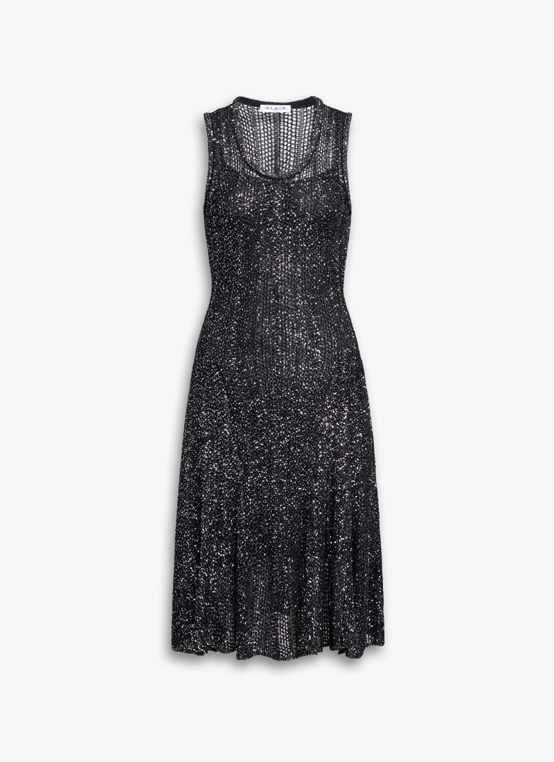 SEQUIN KNIT SKATER DRESS - 1