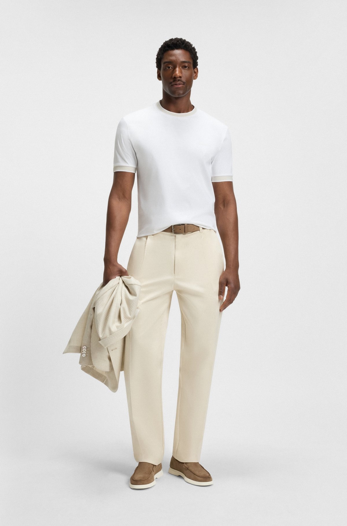 SLIM-FIT SHIRT IN DOBBY COTTON WITH CONTRAST TRIMS - 4