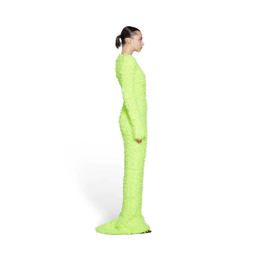 Women's Fluffy Maxi Dress in Fluo Yellow - 3