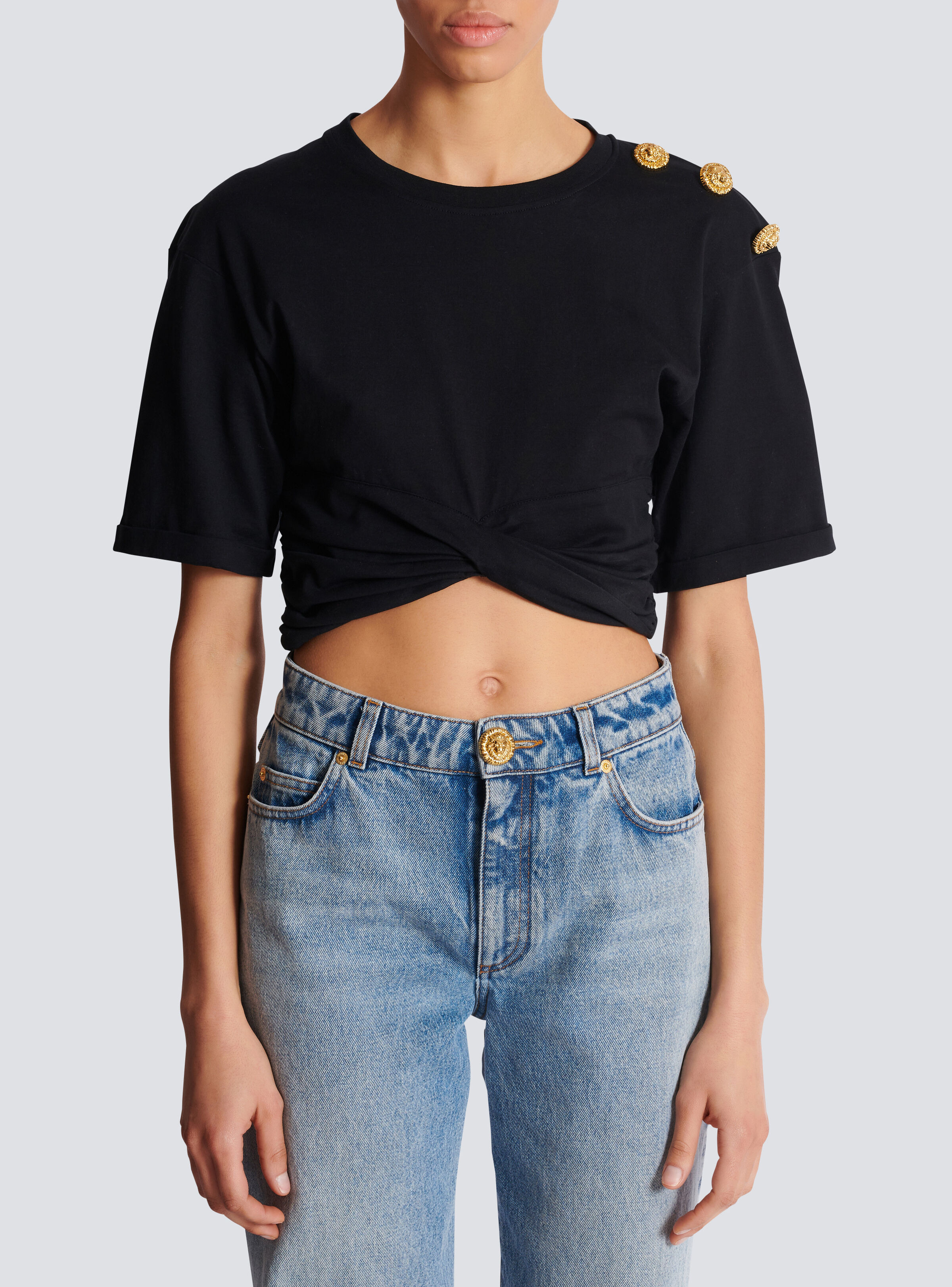 Cropped tie T-shirt - 5