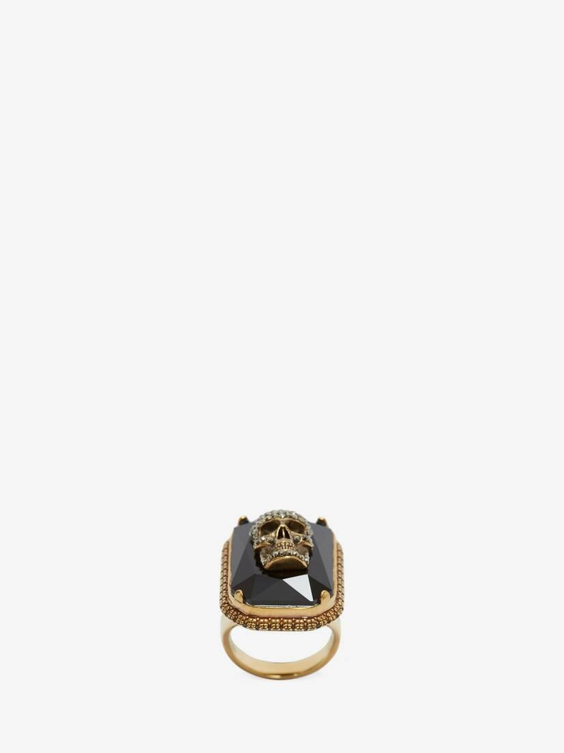 Jeweled Skull Ring in Gold 1