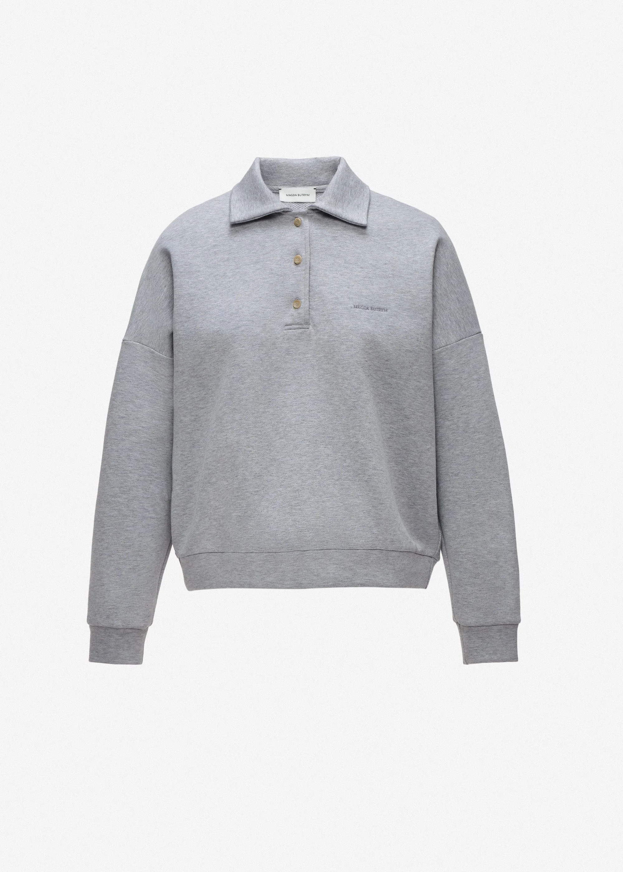 Cotton sweatshirt polo in light grey - 1