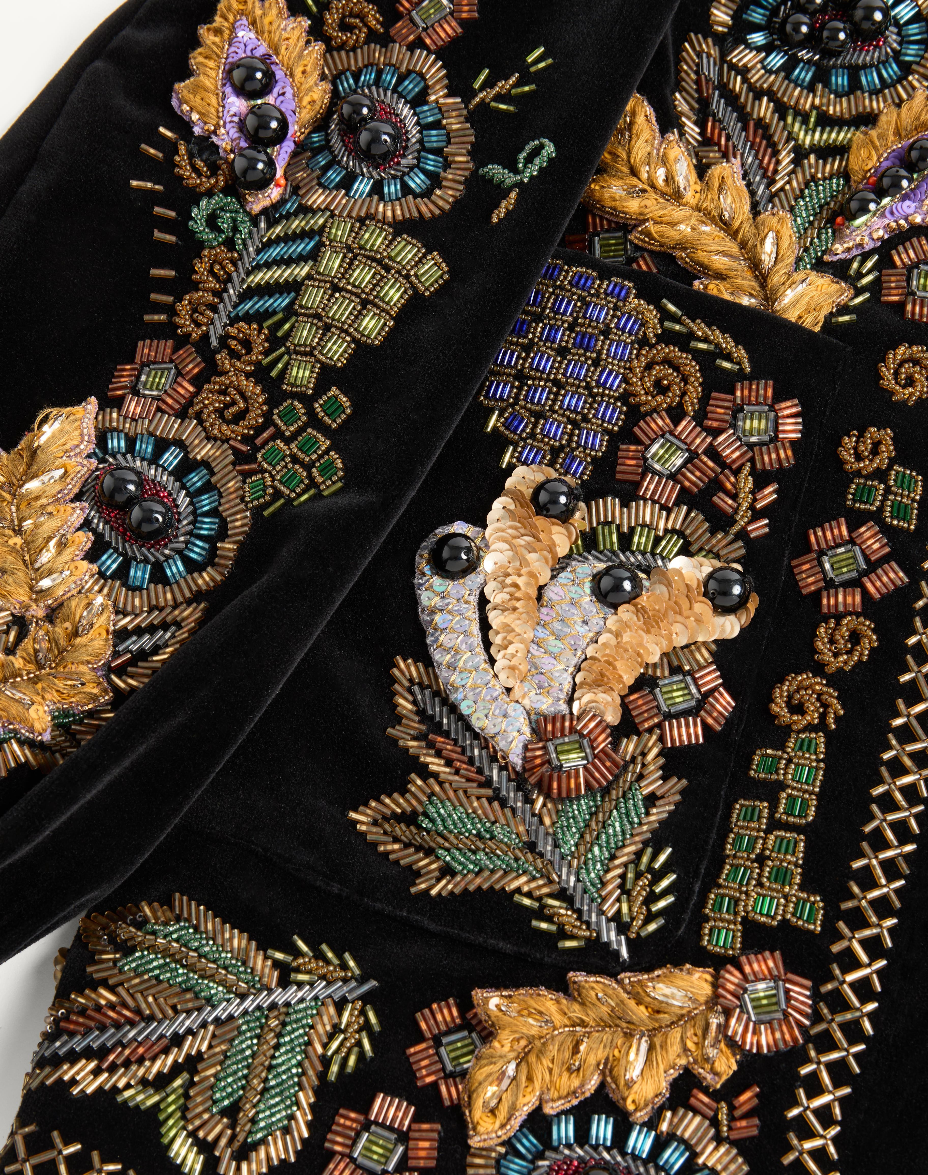 VALENTINO EMBROIDERED COTTON VELVET JACKET WITH BELT - 8