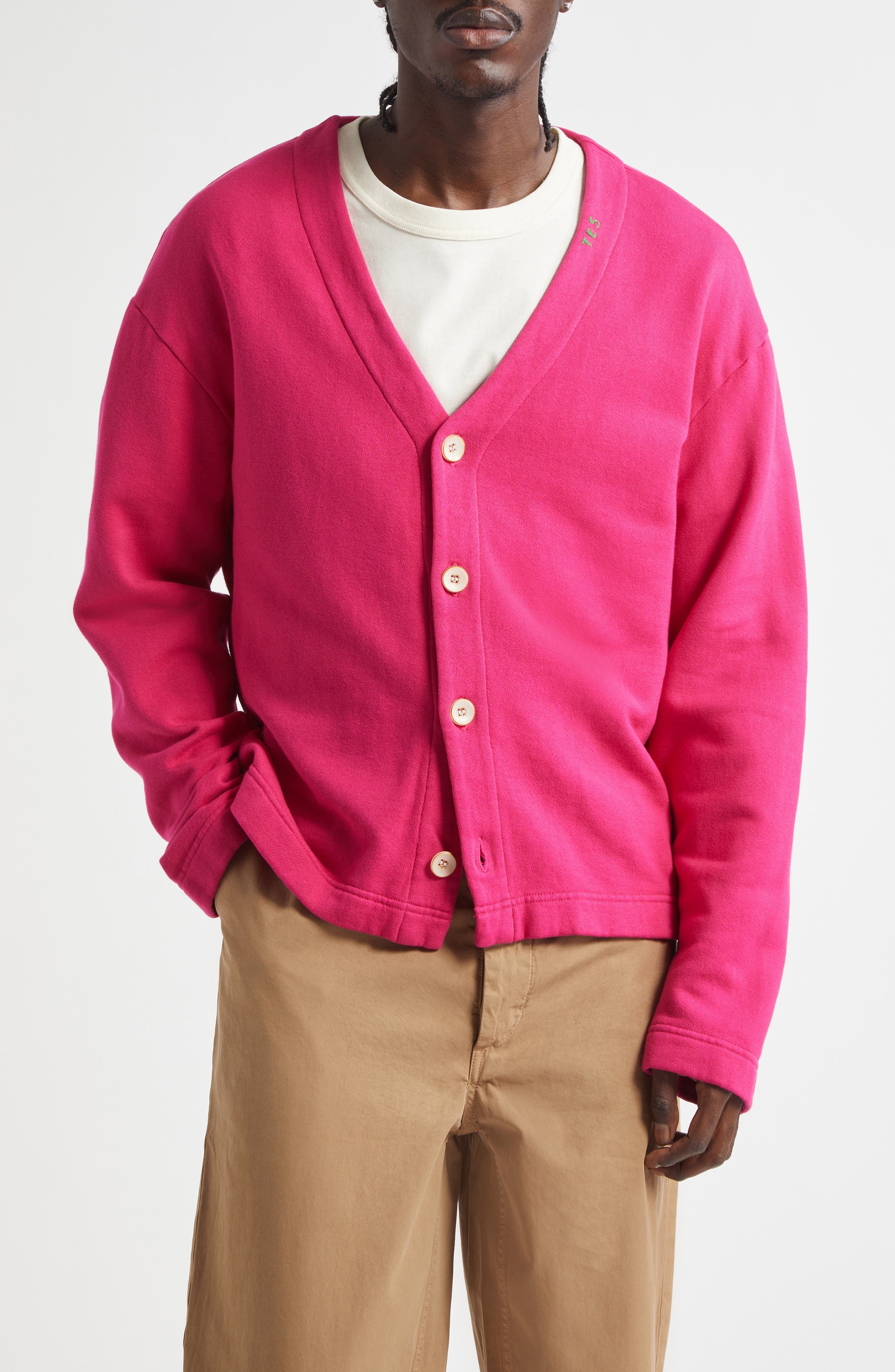 The Elder Statesman Daily Cardigan in Bright Pink at Nordstrom - 1