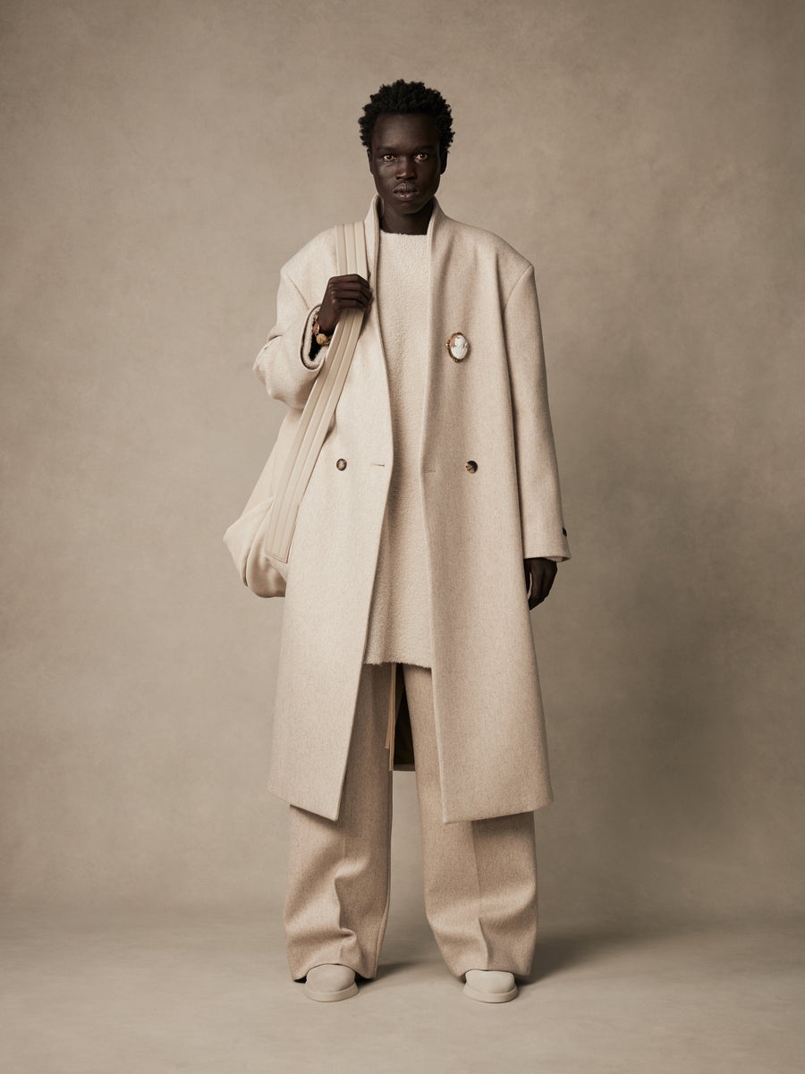 Military Wool Lapelless Coat - 6