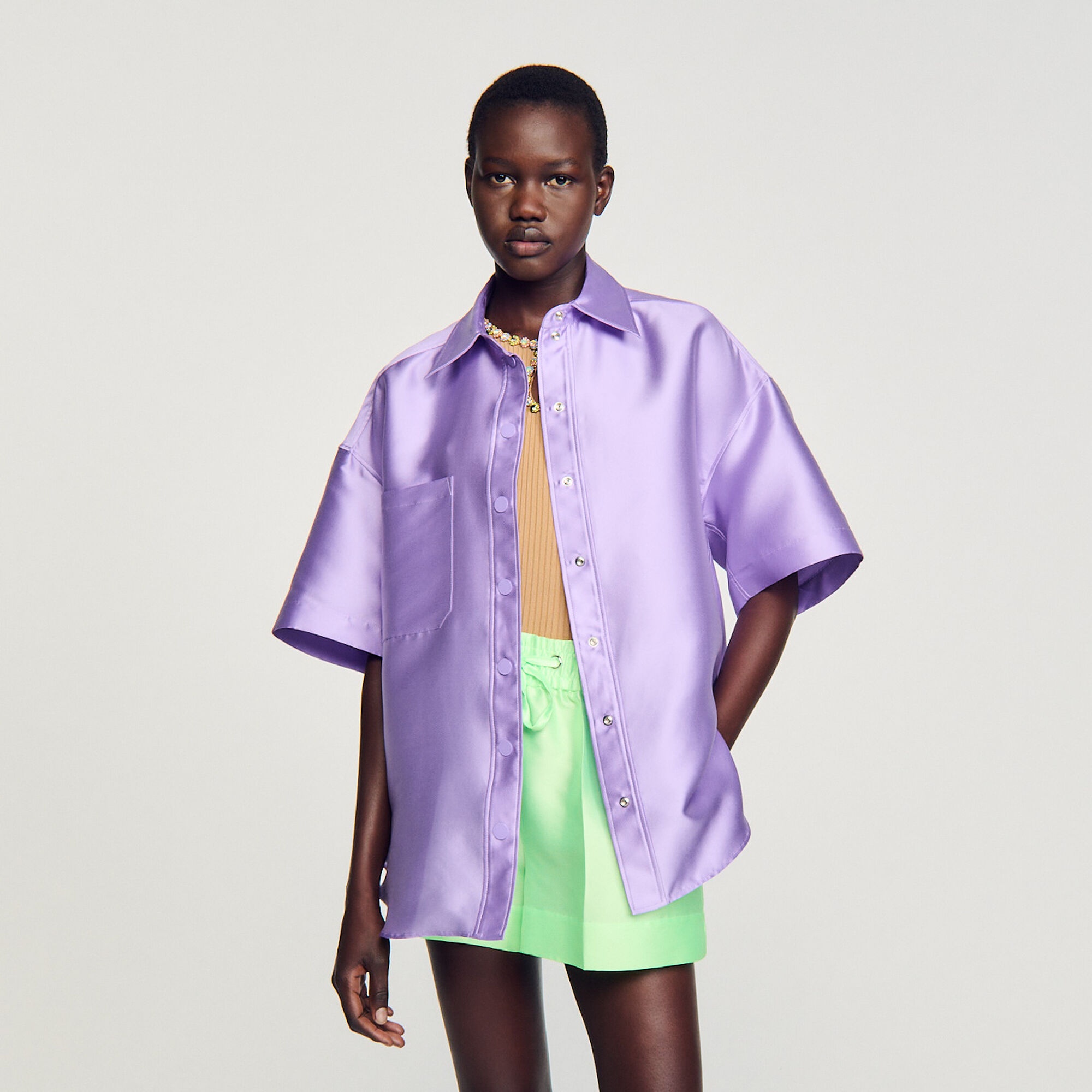 OVERSIZED SATIN SHIRT - 5
